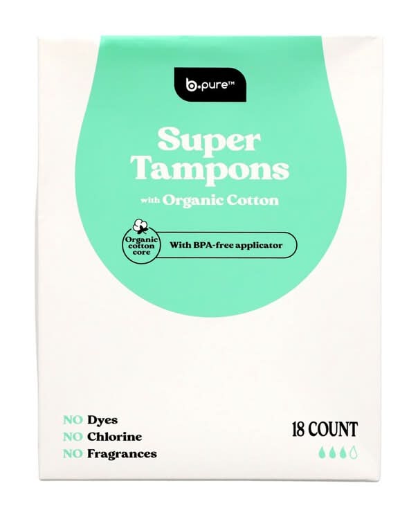 b.pure Super Tampon With Organic Cotton, 18-pc Pack