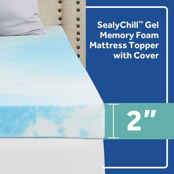 2 inch SealyChill Gel Memory Foam Mattress Topper with Cover, Queen
