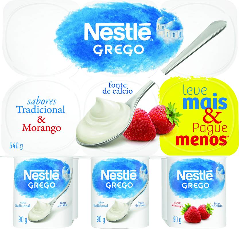 Nestlé iogurte grego sabores tradicional & morango (540 g)