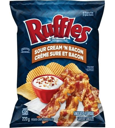 Ruffles Potato Chips, Sour Cream'n Bacon (220 g)