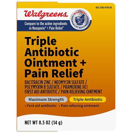 Walgreens Maximum Strength First Aid Triple Antibiotic Pain Relieving Ointment - 0.5 oz