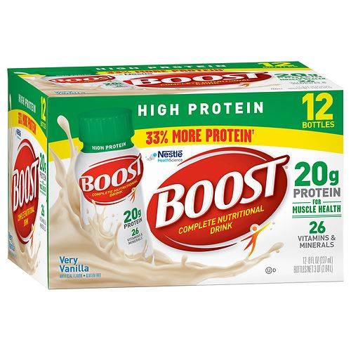 Boost High Protein Complete Nutritional Drink Very Vanilla - 8.0 fl oz x 12 pack