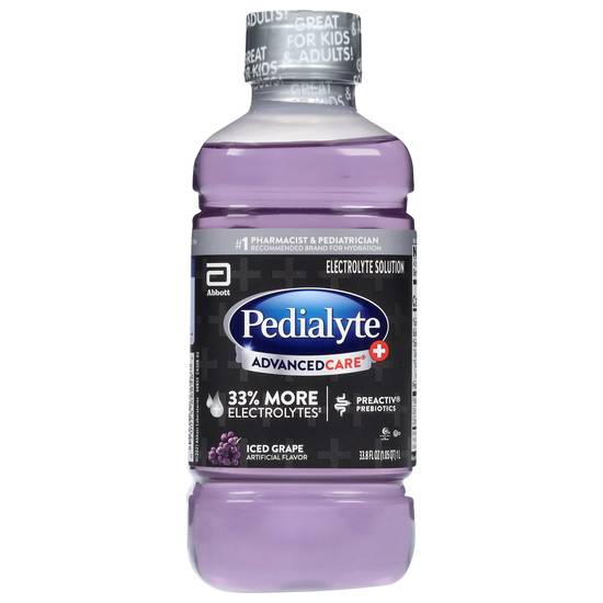 Pedialyte Advancedcare Plus Electrolyte Solution Iced Grape (33.8 fl oz)