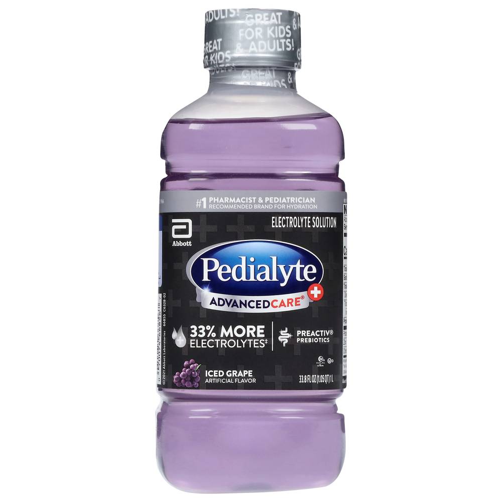 Pedialyte Advancedcare Plus Electrolyte Solution, Iced Grape (33.8 fl oz)