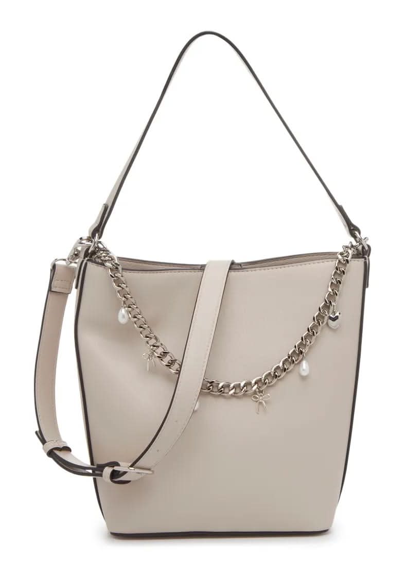 Kelly & Katie Draped Charm Bucket Bag (Stone Taupe One Size)