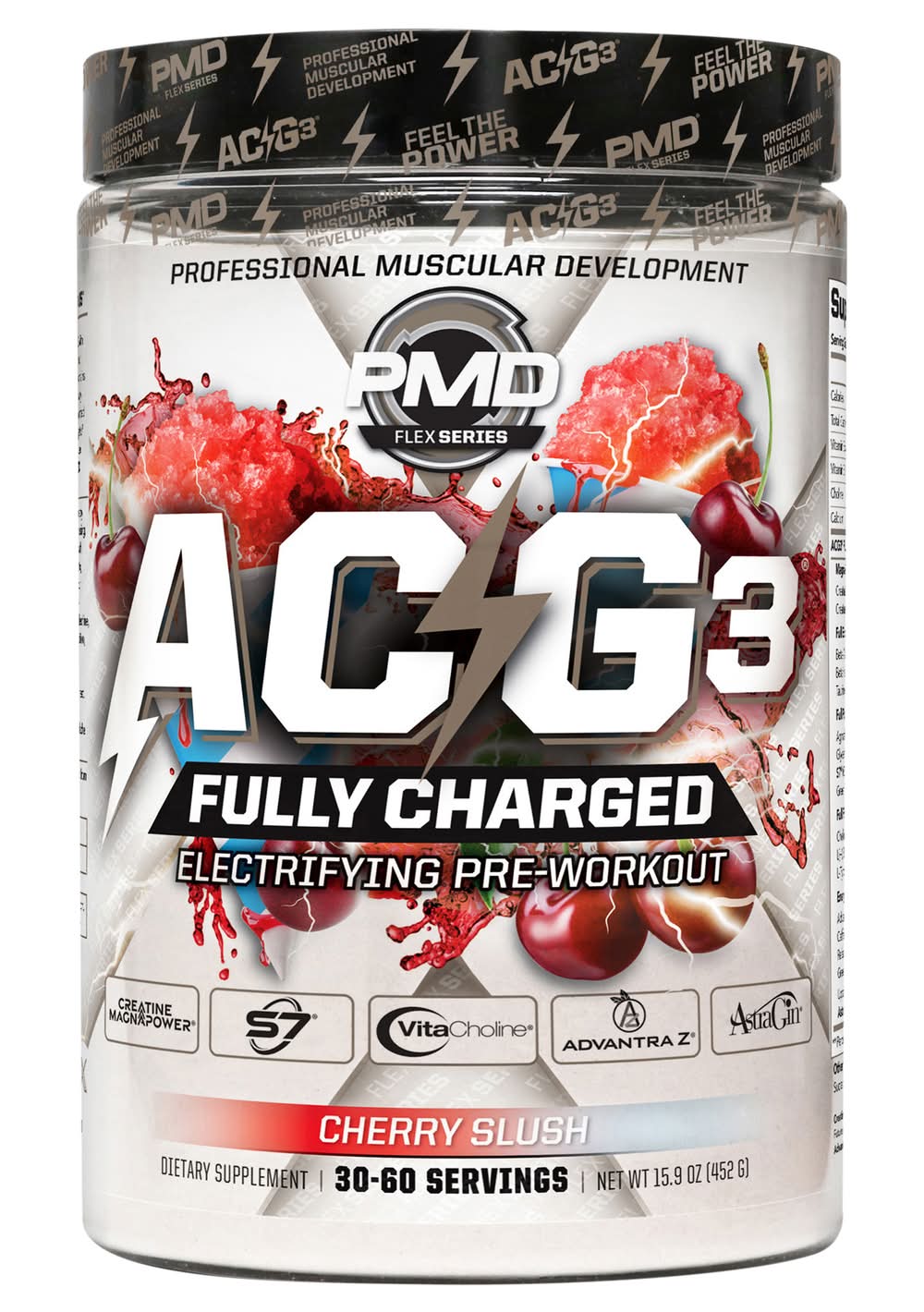 PMD Acg3 Fully Charged Pre-Workout Drink Mix, Cherry Slush (15.9 oz)