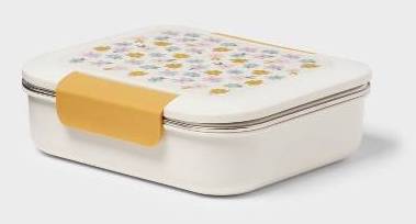 Pillowfort Leakproof Bpa-Free Plastic and Stainless Steel Bento Lunchbox For Kids, Cream