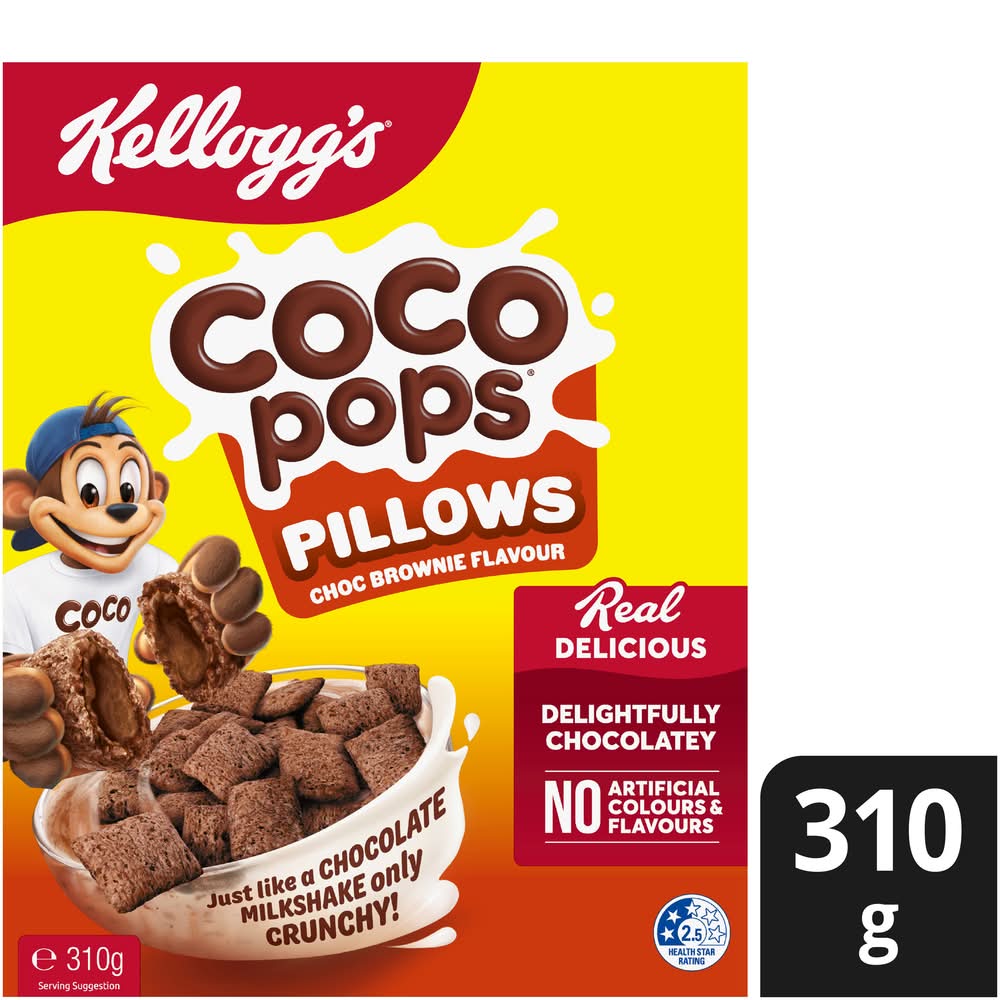 Coco Pops Crispy Crunchy Chocolate Pillows Cereals, Choc Brownie (310g)