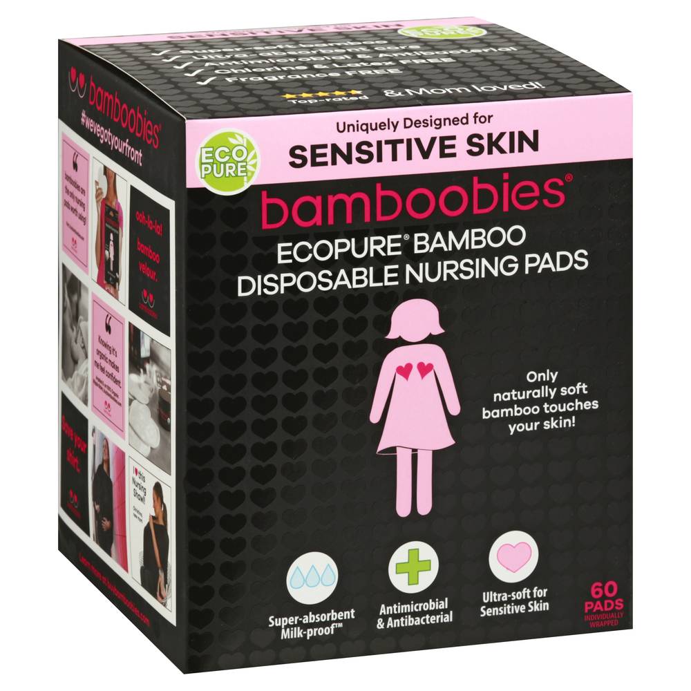 bamboobies Ecopure Bamboo Disposable Sensitive Skin Nursing Pads (60 ct)