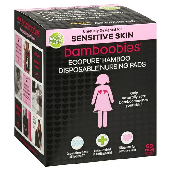 Bamboobies Ecopure Bamboo Disposable Sensitive Skin Nursing Pads (60 ct)