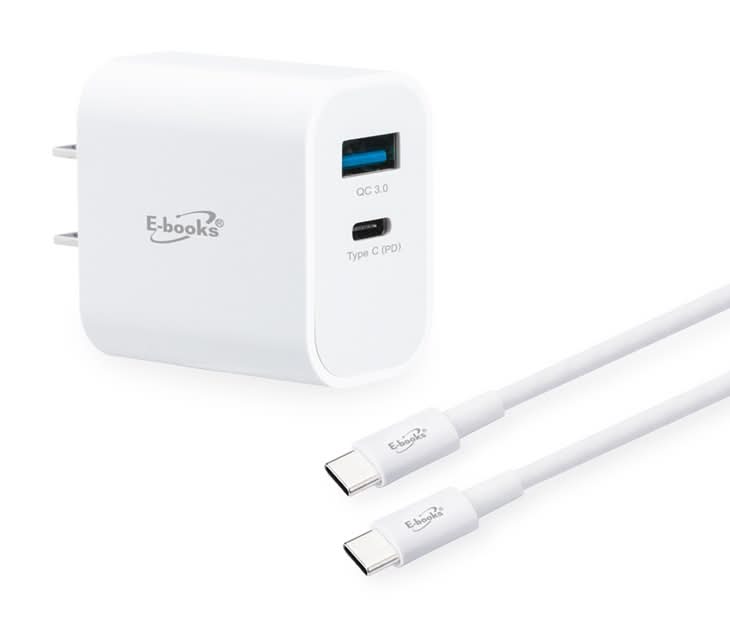 E-Books B78 20W快速充電器+快充傳輸線組 (64 g)