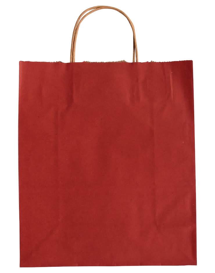 Voila! Large Matte Kraft Gift Bags, 12x10x4.5 in, Red