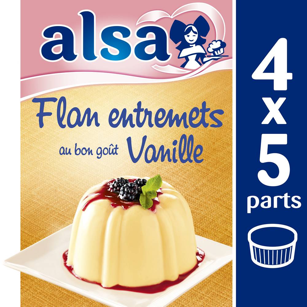 Préparation pour flan onctueux saveur vanille ALSA, 4 doses, 192g