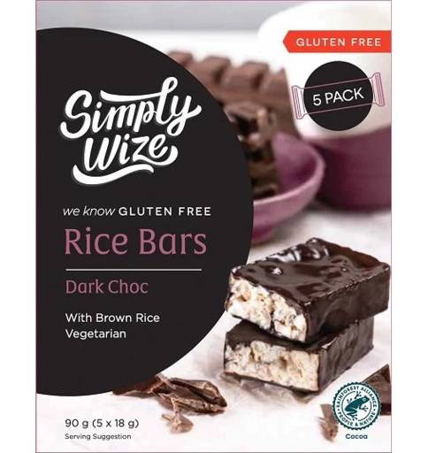 Simply Wize Gluten Free Dark Chocolate Rice Bars (90g, 5 pack)