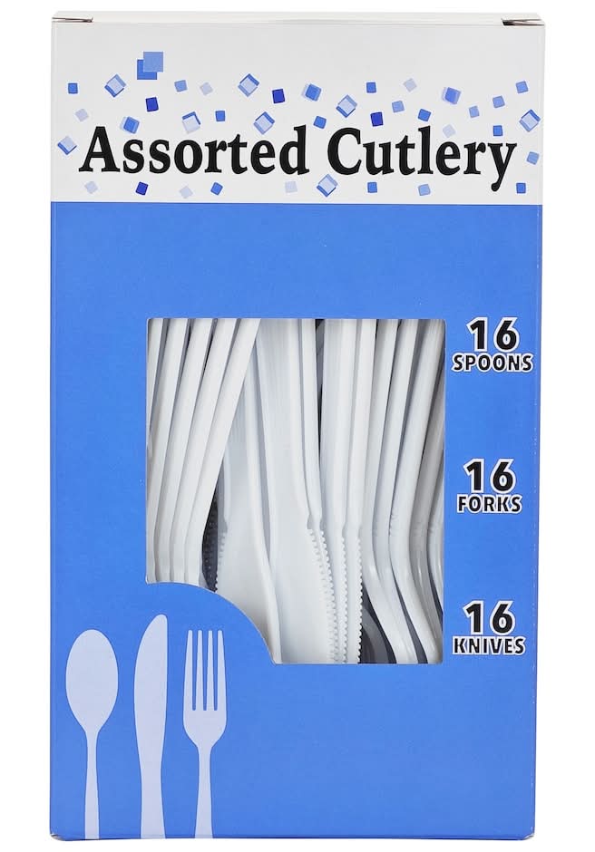 Dollar Tree Everyday Assorted Plastic Cutlery, White (48 ct)