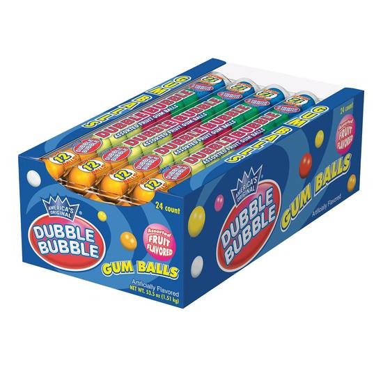 Dubble Bubble Gum Balls Fruit Flavored 12ct