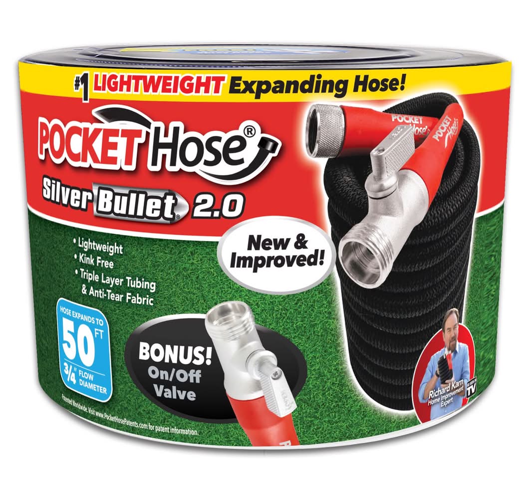 Pocket Hose Silver Bullet 2.0 3/4 In. D X 50 Ft. L Medium Duty Expandable Flexible Garden Hose