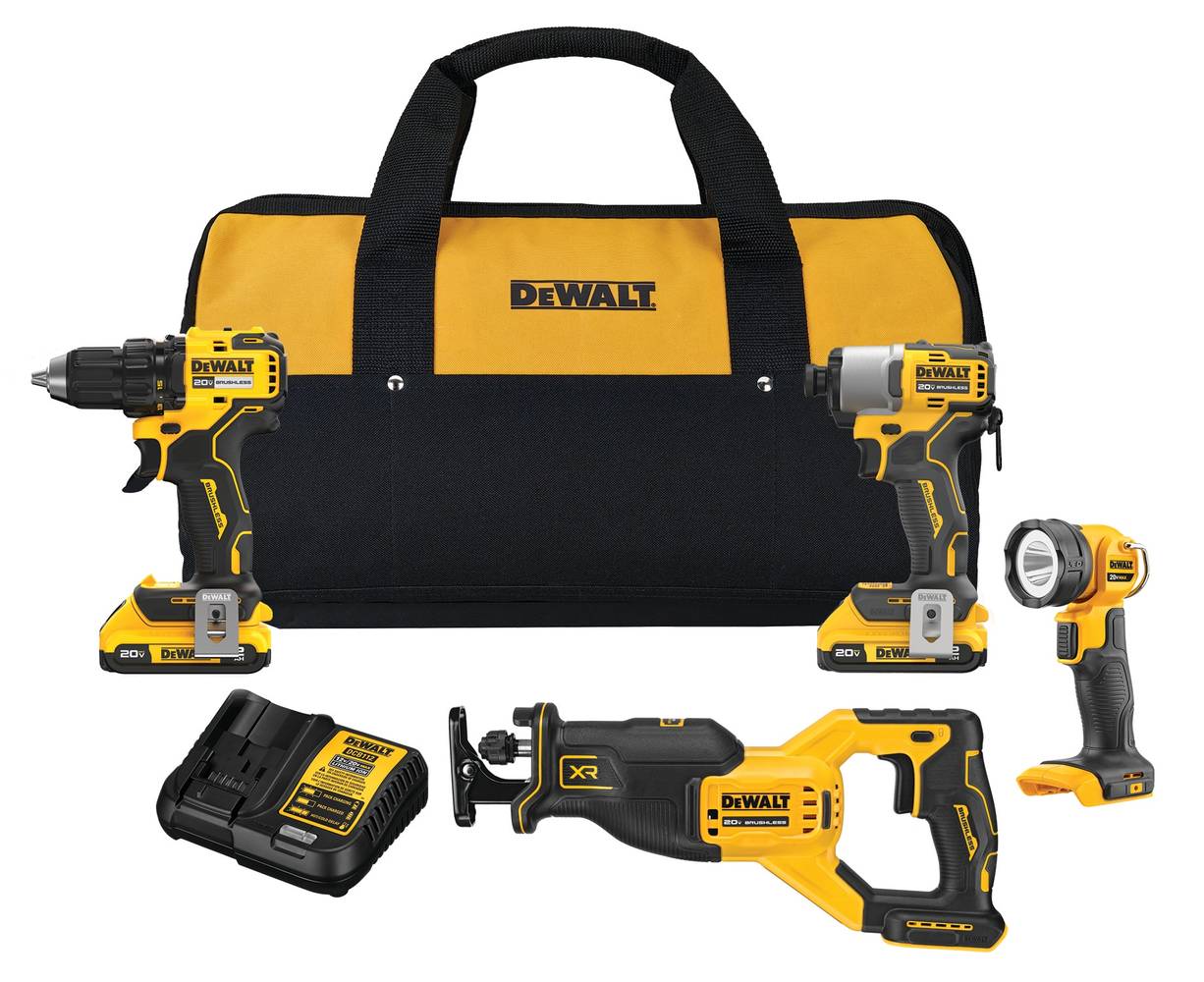 DEWALT 20V MAX 4-Tool Brushless Power Tool Combo Kit with Soft Case (2-Batteries and Charger Included) | DCK427D2