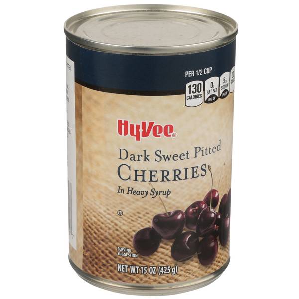 Hy-Vee Dark Sweet Pitted Cherries in Heavy Syrup