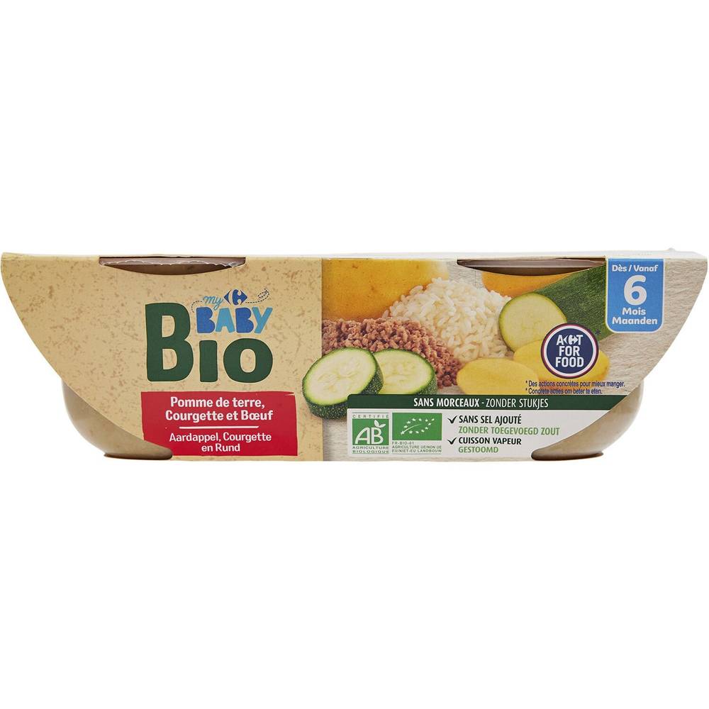 Carrefour Baby Bio - Plat bébé pomme de terre courgette bœuf (dès 6 mois)