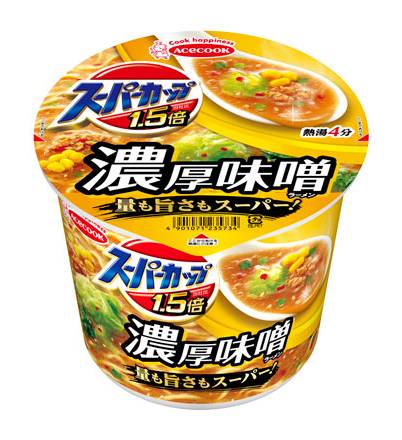 17215：エースコック スーパーカップ 1.5倍 みそラーメン 129G / Acecook, Super Cup 1.5x Miso Ramen×129G