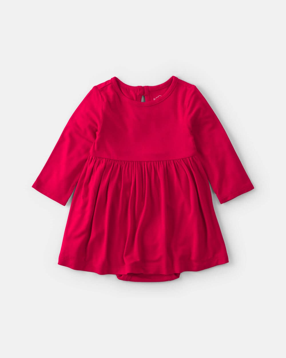 Baby Girl PurelySoft™ Long-Sleeve Bodysuit Dress - Red - 3M