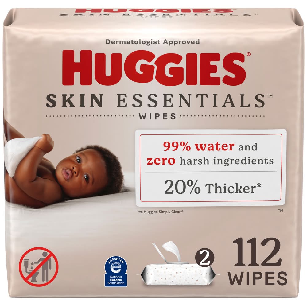 Huggies Skin Essentials Baby Wipes, 7.7x6.6in (112 ct)