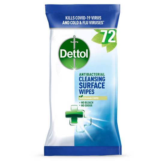 Dettol Antibacterial Disinfectant Biodegradable Multi Surface Cleaning Wipes x72