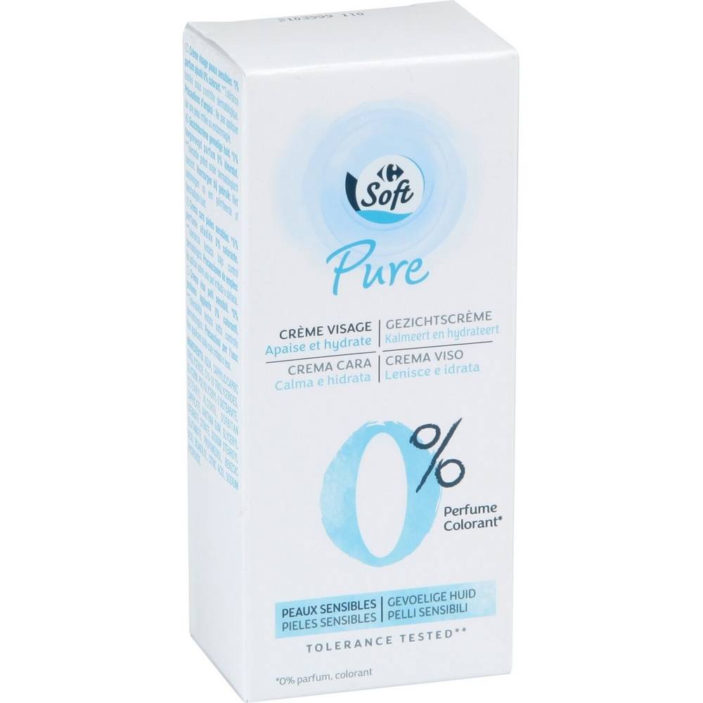 Carrefour Soft - Crème visage pure peaux sensibles (50ml)