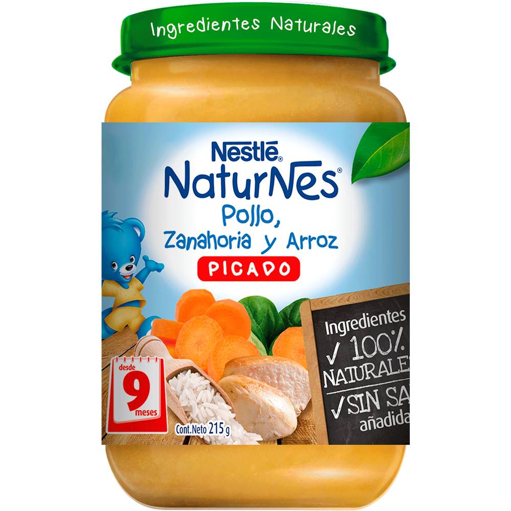 Nestlé picado naturnes pollo, arroz y zanahoria (frasco 215 g)