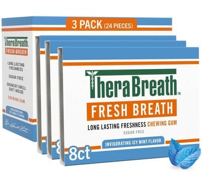 TheraBreath Long Lasting Freshness Chewing Gum, Invigorating Icy Mint (8 ct)