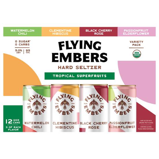 Flying Embers Tropical Superfruits Hard Seltzer Variety pack (12 pack, 12 fl oz)