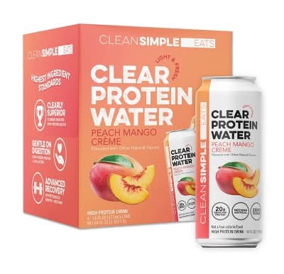 Clean Simple Eats Clear Protein Water, Peach Mango Creme (4 x 4 fl oz)