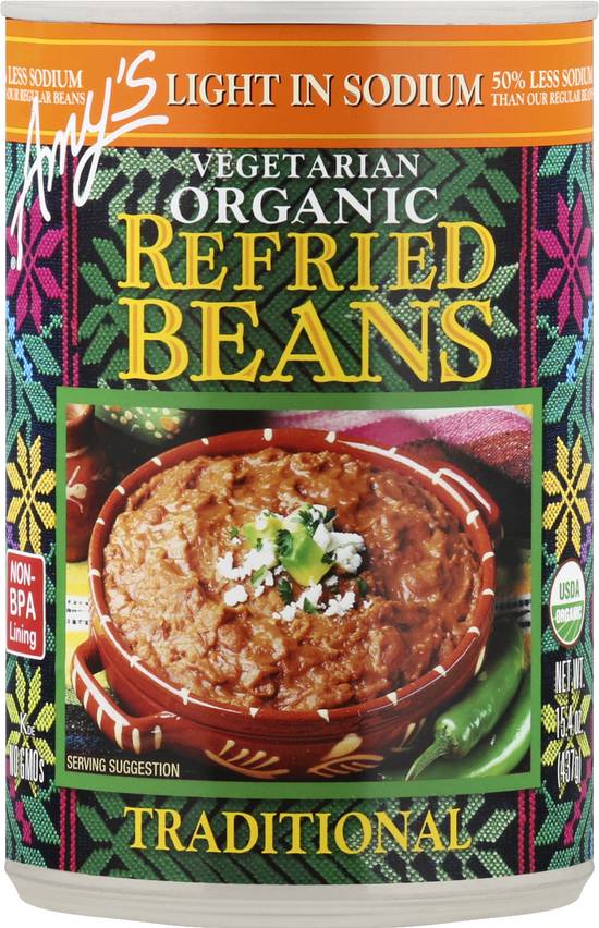 Amy's Vegetarian Organic Less Sodium Traditional Refried Beans