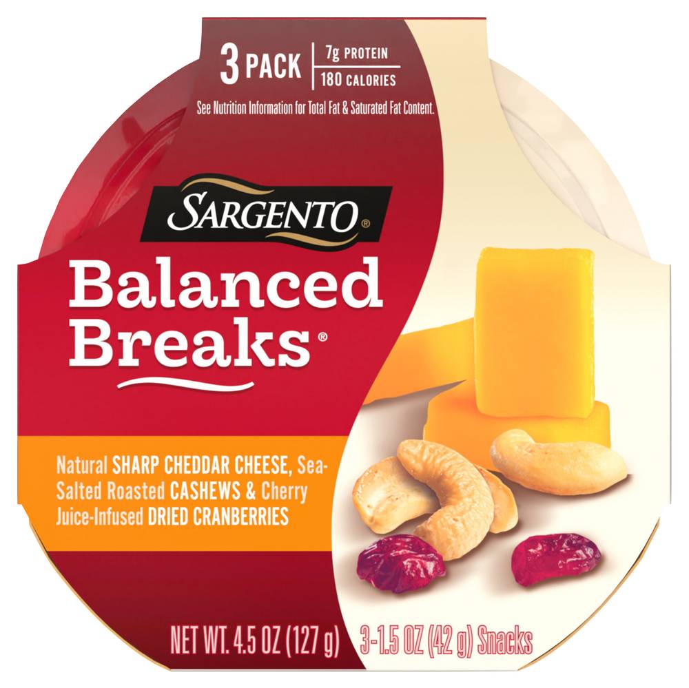 Sargento Balanced Breaks Double Cheddar Cheese Dried Cranberries & Salted Walnuts Snacks