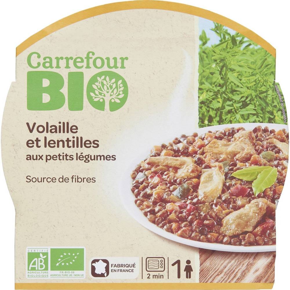 Carrefour Bio - Volaille et lentilles aux petits légumes