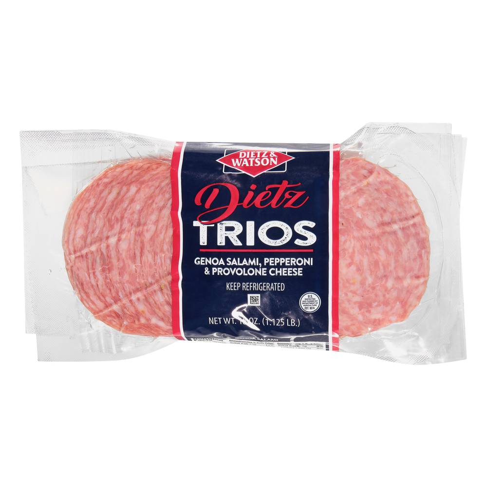 Dietz & Watson Dietz Trios Genoa Salami Pepperoni & Provolone Cheese (1.12 lbs)