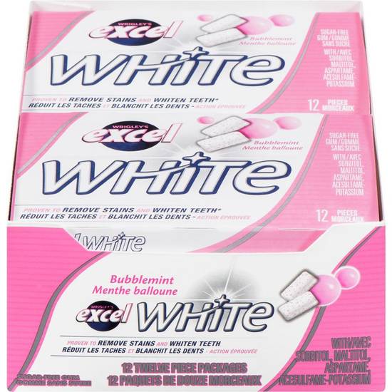 Excel White Bubblemint Gum (12 x 12 units)