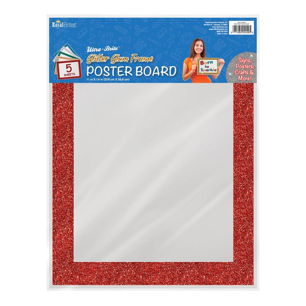 Royal Ultra Brite Glitter Glam Poster Board, 11"x14", Assorted (5 ct)