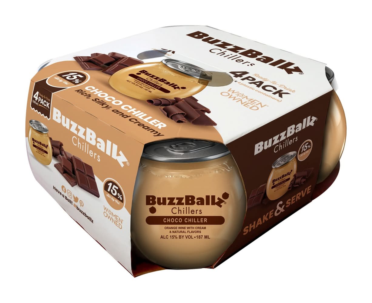 BuzzBallz Ready-To-Drink Chillers, Chocolate (4 x 46.75 ml)