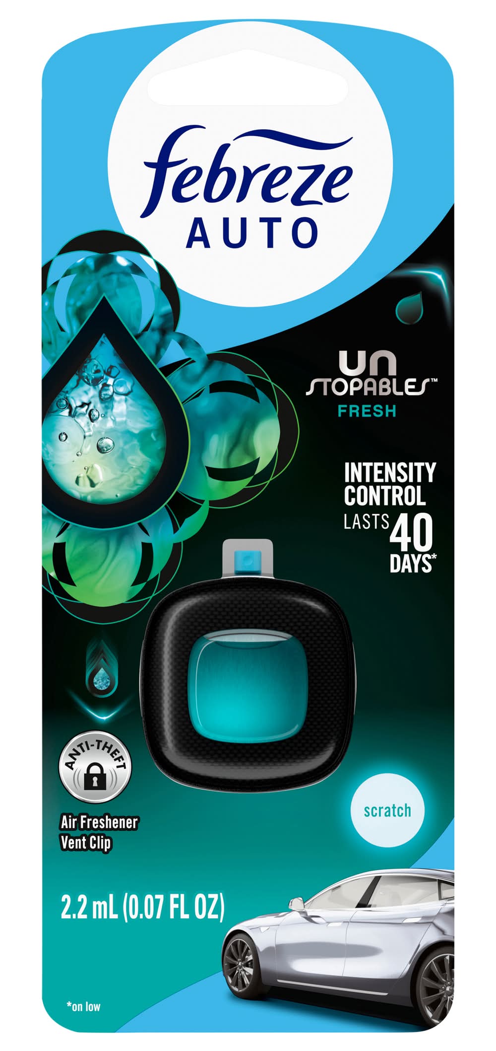 Febreze Unstopables Fresh Auto Vent Clip Air Freshener (2.2 ml)