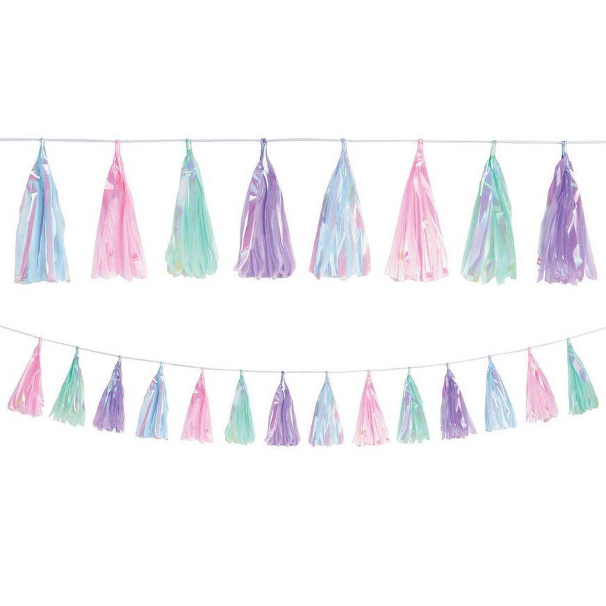 Party City Iridescent Plastic Tissue Paper Tassel Garland (10 ft)