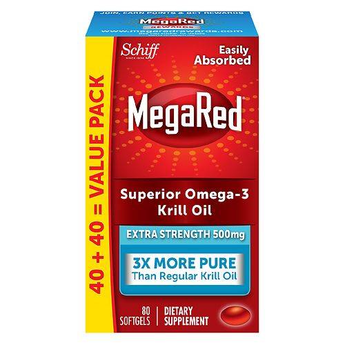 MegaRed 500mg Extra Strength Omega-3 Krill Oil Supplement Softgels - 80.0 ea