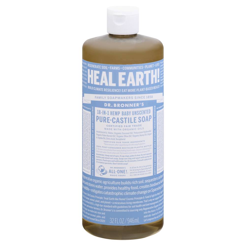 Dr. Bronner's Heal Earth 18-in-1 Hemp Baby Unscented Pure-Castile Soap