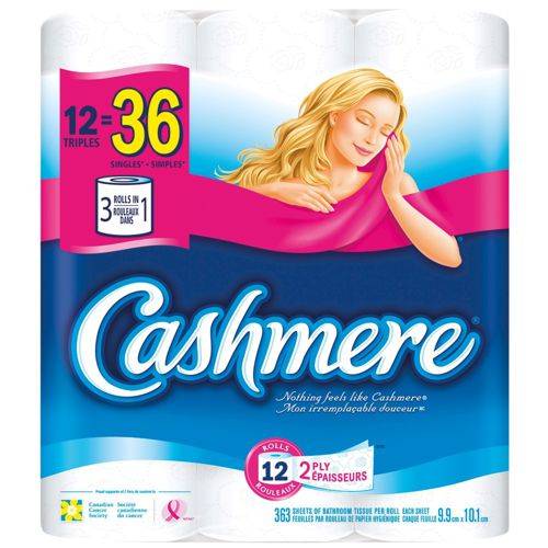 Cashmere papier hygiénique rouleaux triples (363 feuilles) (12 rouleaux) - triple roll 363 sheets bathroom tissue (12 rolls)