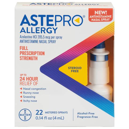 Astepro 24hr Steroid Free Allergy Relief Spray, Azelastine Hcl, 22 Metered Sprays