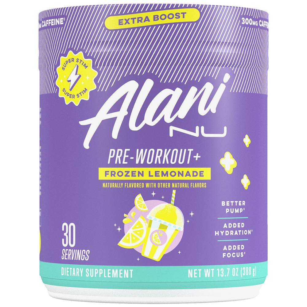 Alani Nu Pre-Workout+ Powder, Frozen Lemonade (13.7 oz)