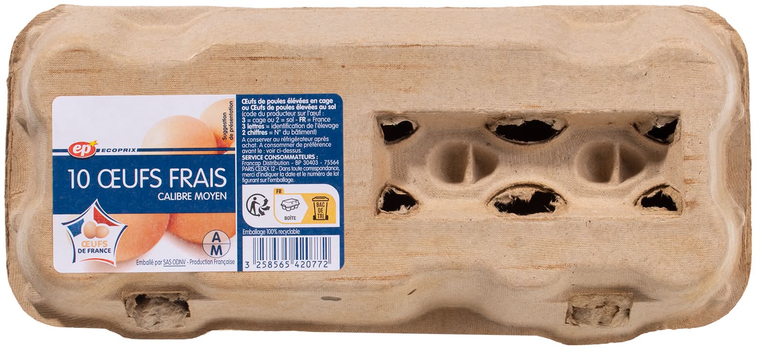 Ecoprix - Œufs frais de poulet calibre moyen (580g)