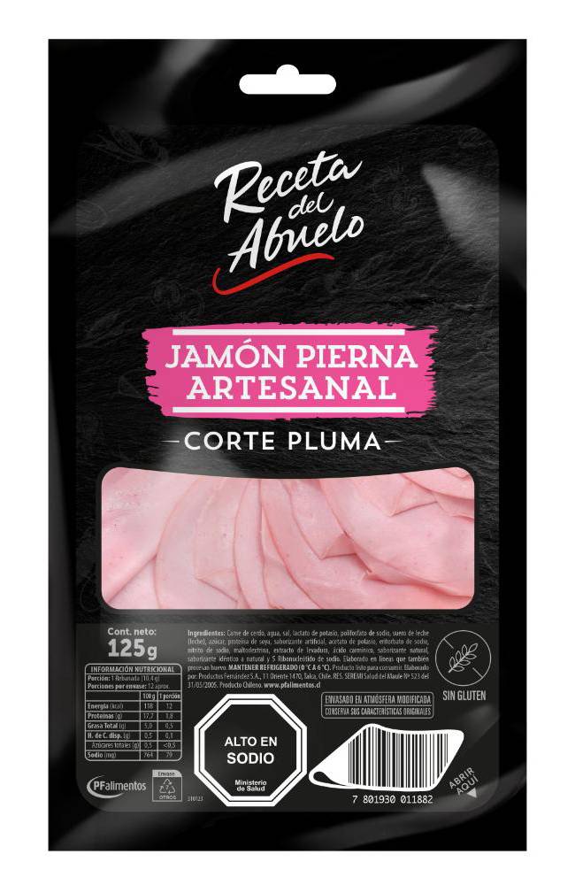Receta del Abuelo · Jamón pierna artesanal corte pluma (125 g)
