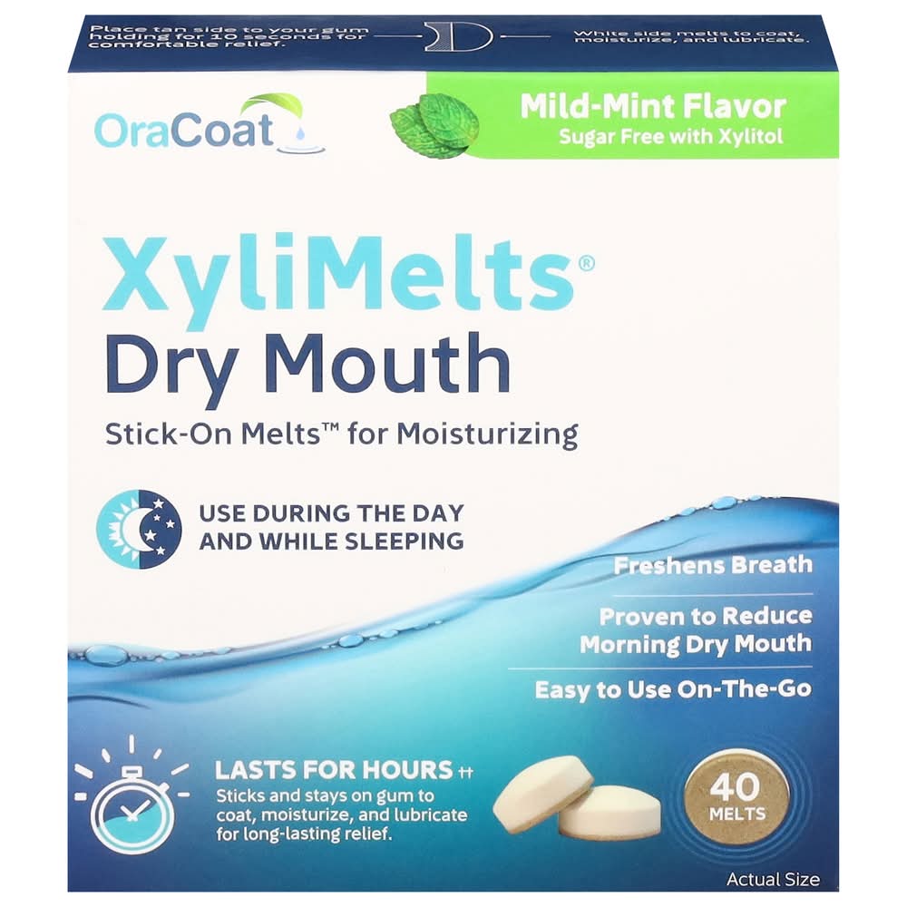 OraCoat Xylimelts Dry Mouth Mild-Mint Flavor Stick-On Melts (40 ct)